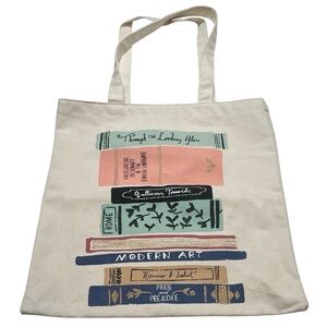 Kate Spade Stack of Classics book themed canvas tote bag